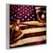 Stupell Industries American Flag Stripes Stars Baseball Mitt Sports Motif Framed Giclee Art
